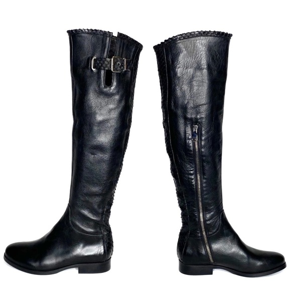 Ron White Boots Size 5.5 Piper Over The Knee OTK Black Leather Snake Pattern New - Picture 3 of 11